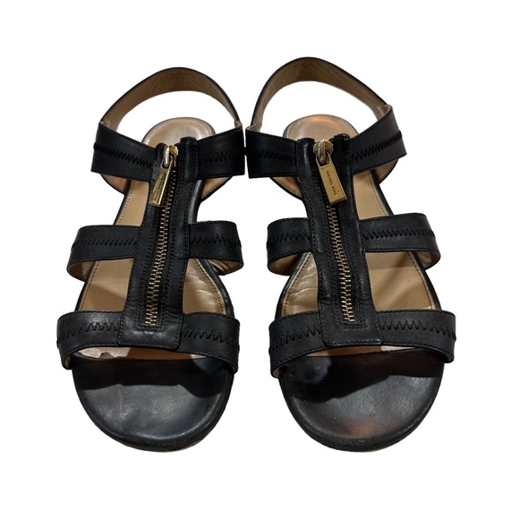 Michael Kors Berkley Flat Women Black Strappy Open Toe Slingback Sandals Sz 9M - Picture 2 of 13